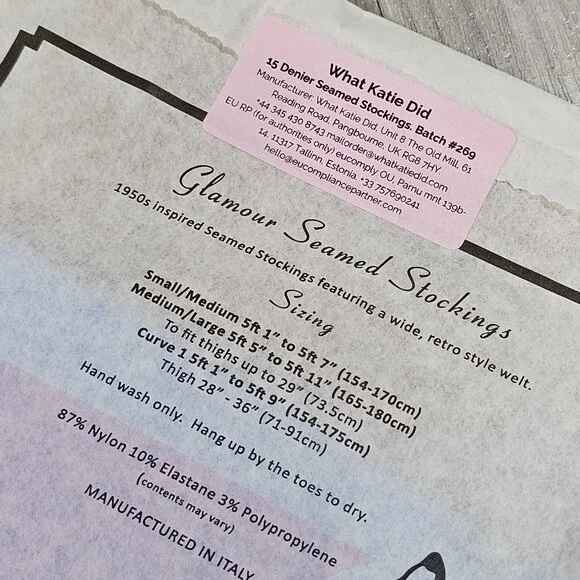 What Katie Did Glamour Sheer Contrast Seamed Stockings Champagne / Sky Baby Blue - Picture 10 of 10